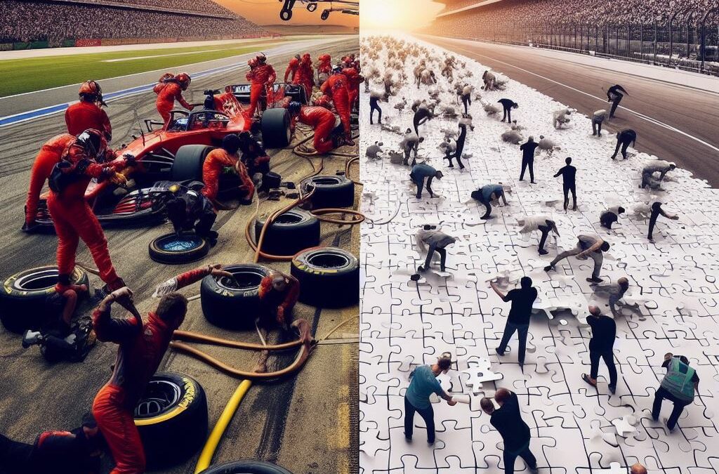 How pitstop teams work well together.