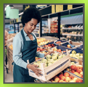 Lady in a supermarket working