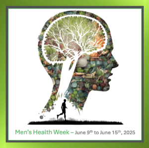 Graphic promoting Men's Health Week, emphasizing physical and mental health awareness