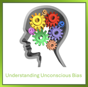 Human head profile with colourful mechanical cogs representing unconscious thought processes and cognitive biases in decision making