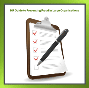 Infographic path to fraud prevention for large organisations: risk assessment, prevention plan, and ongoing monitoring.