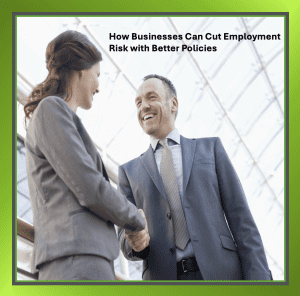 Two professionals shaking hands to represent clear workplace policies and fair employment practices.