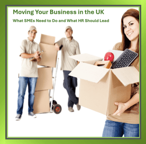 Person carrying a moving box during an office relocation